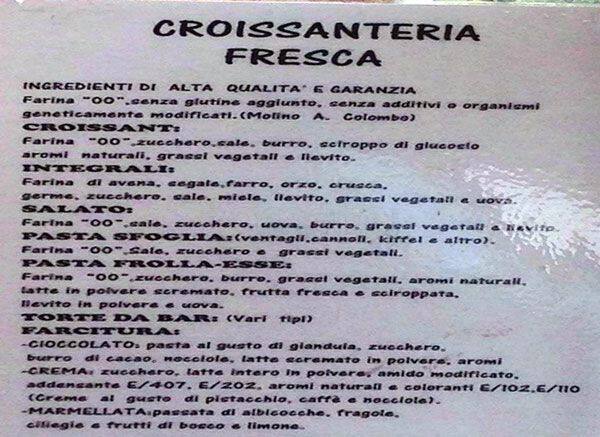 Menu di Bar Tabacchi 