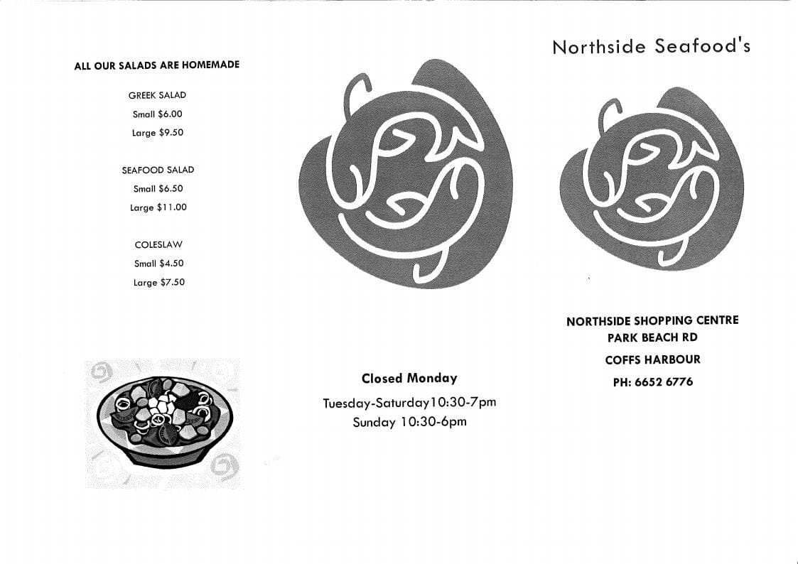 Northside Seafood Menu, Menu for Northside Seafood, Coffs Harbour
