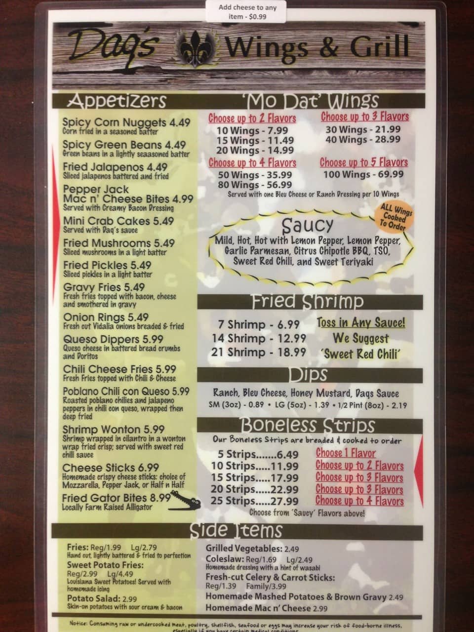 Daq's Wings and Grill Menu Urbanspoon/Zomato