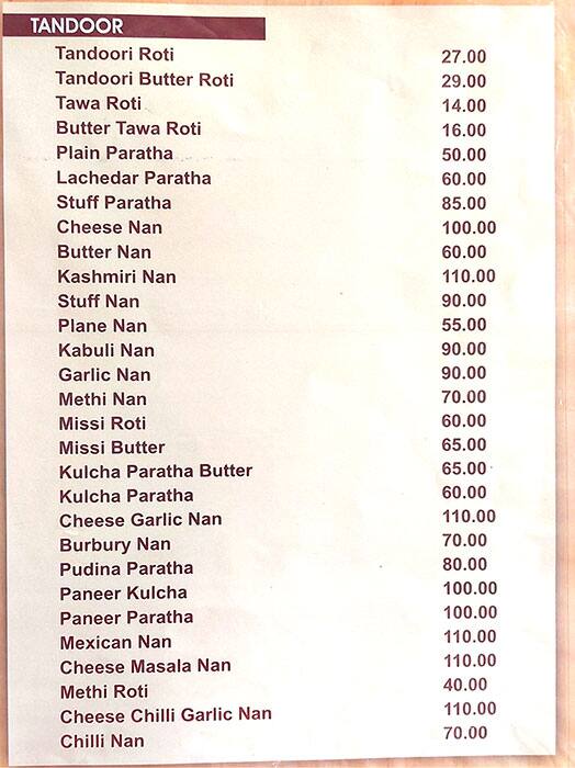 Menu at Natraj Dining Hall And Restaurant, Udaipur, 2224