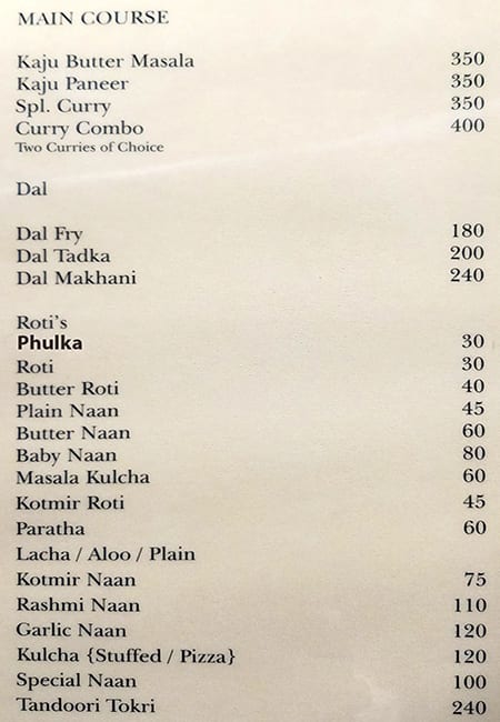 Jashan A/C Pan Shop menu