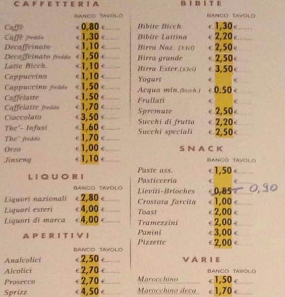 Menu di Rosso e Nero 