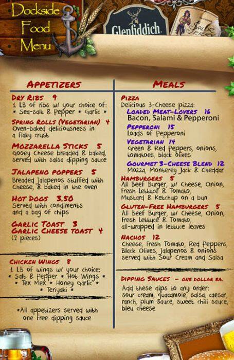 Dockside Pub & Grill menu