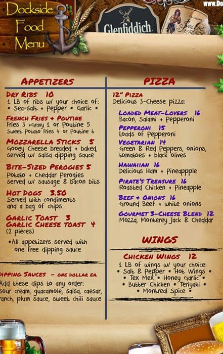 Dockside Pub & Grill menu