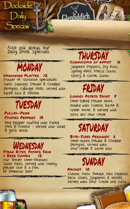 Dockside Pub & Grill menu