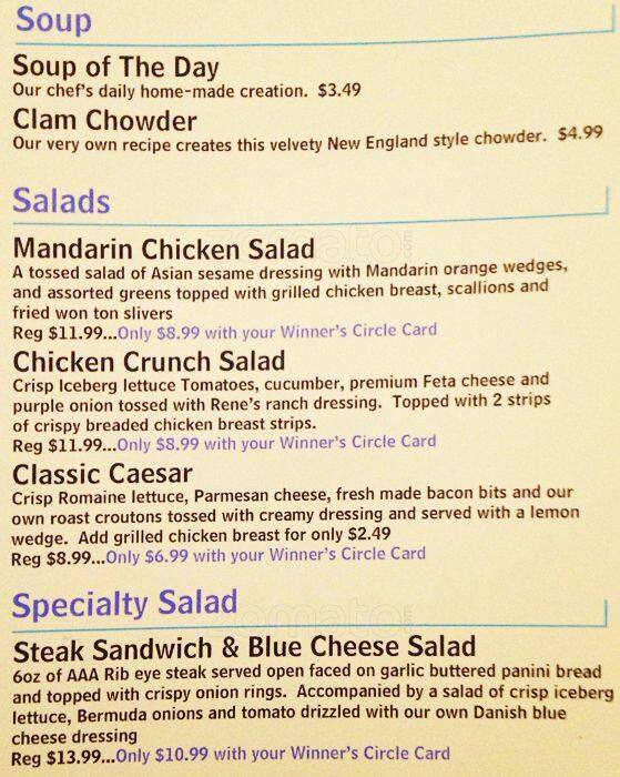 Rideau Carleton Raceway Dining Room Menu Urbanspoon/Zomato