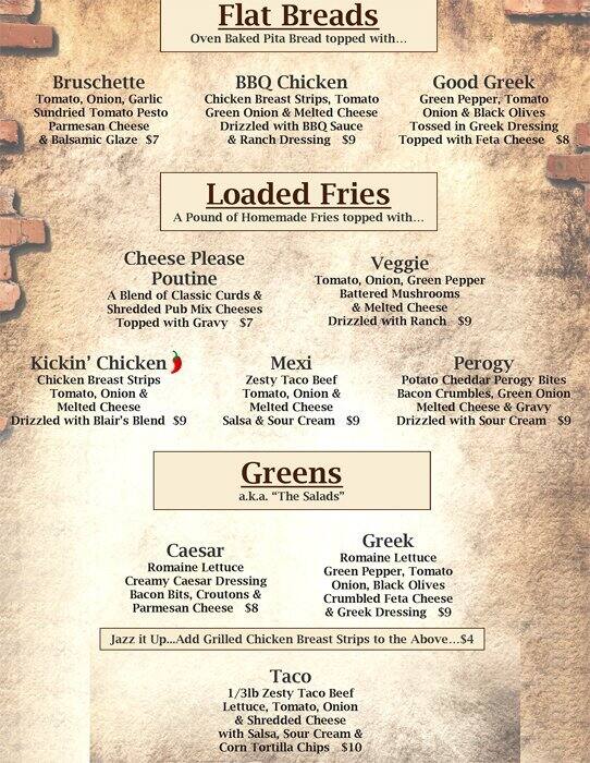 Menu at APPY PLACE pub & bar, Stonewall