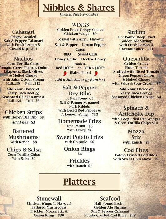 Menu at APPY PLACE pub & bar, Stonewall