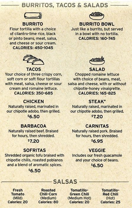 Chipotle Mexican Grill Menu Menu For Chipotle Mexican Grill San Marcos San Marcos