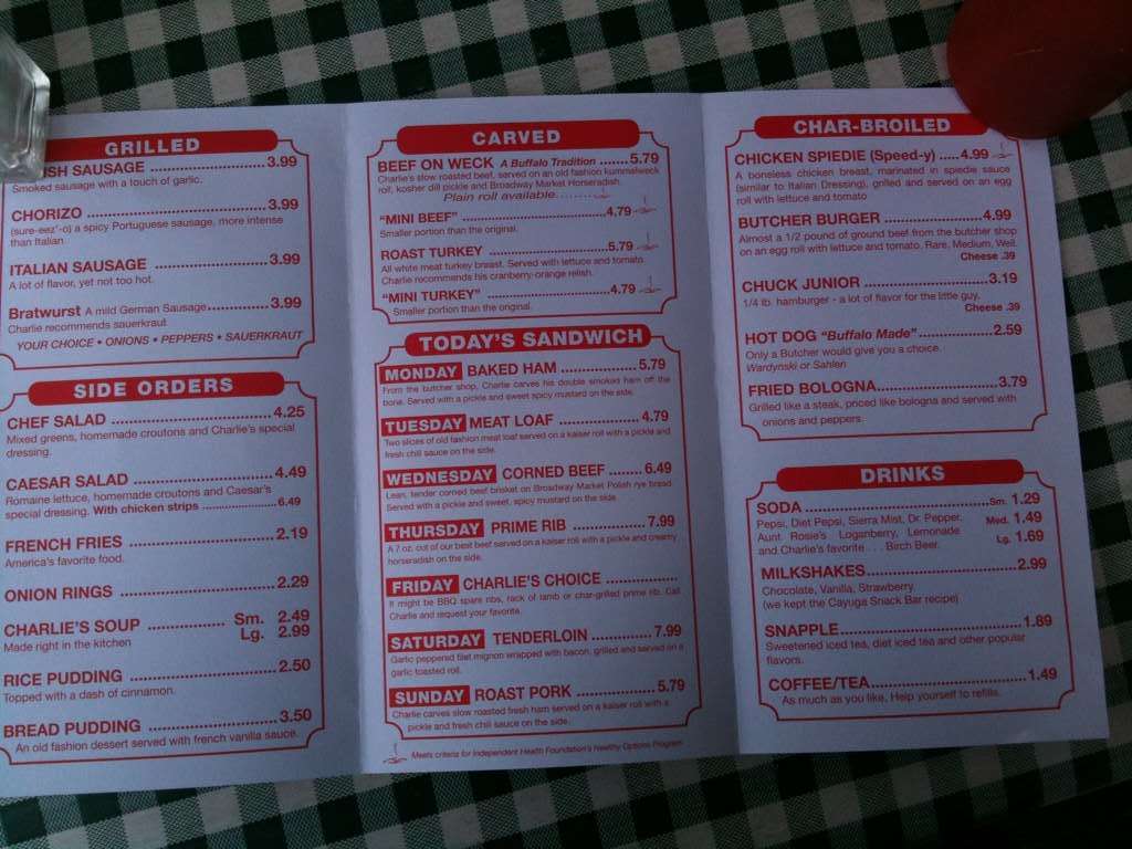 Charlie the Butcher's Kitchen Menu Urbanspoon/Zomato