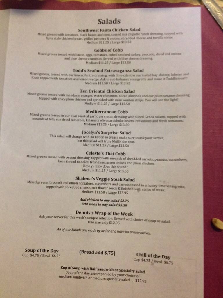 Menu at Charlotte's Restaurant, Kenai