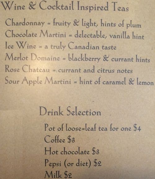 Menu at The Old Curiosity Tea Shop desserts, Markham