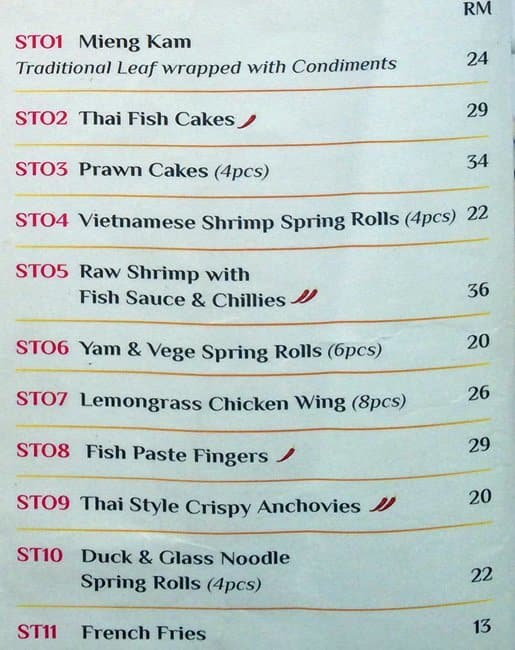 Baan 26 Menu Menu For Baan 26 Bukit Bintang Kuala Lumpur