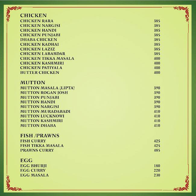 Menu at The Habitat, Nagpur