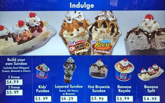 Baskin-Robbins menu