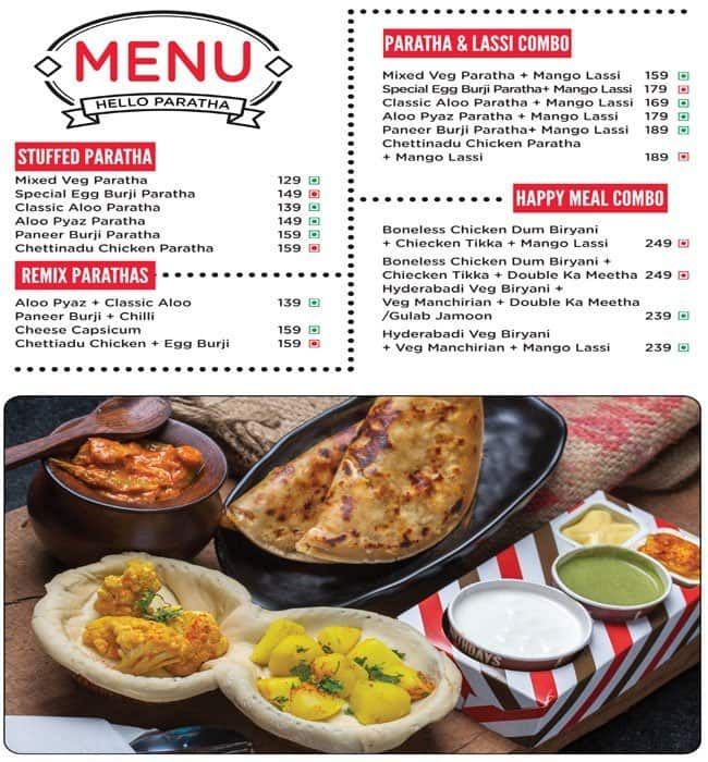 Hello Paratha Menu, Menu for Hello Paratha, Hitech City, Hyderabad - Zomato