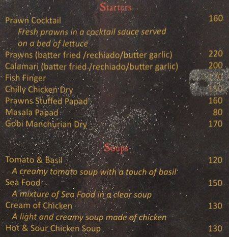 Estuary Cafe menu