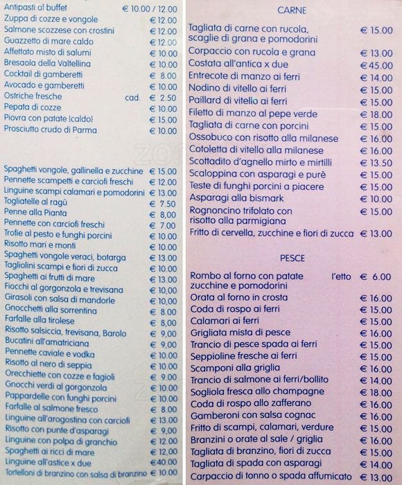 Menu di Ristorante Pizzeria La Pianta 