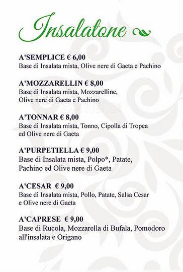 Menu di Chiù sapore - Via Ugo Ojetti 