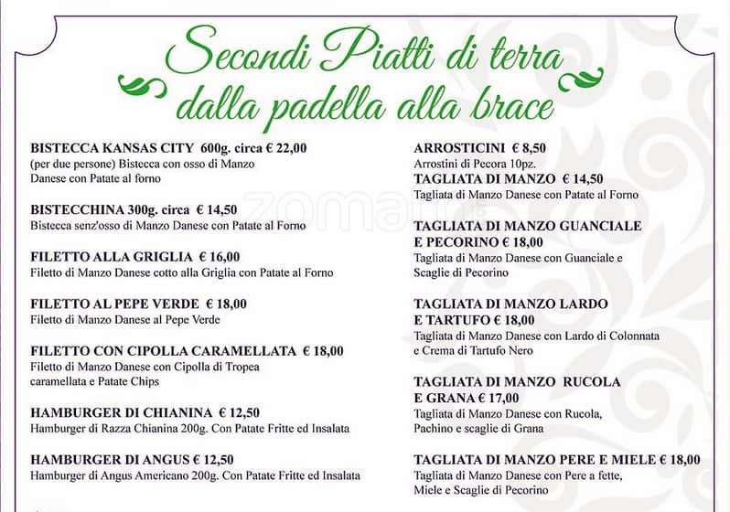 Menu di Chiù sapore - Via Ugo Ojetti 