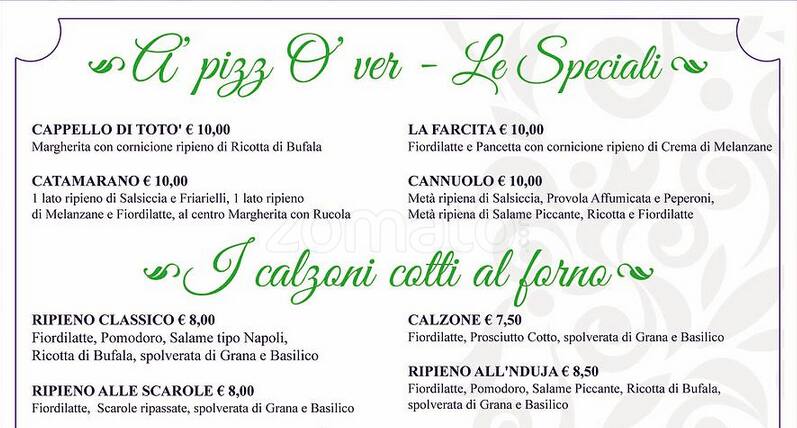 Menu di Chiù sapore - Via Ugo Ojetti 