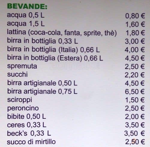 Menu di Chiù sapore - Via Ugo Ojetti 