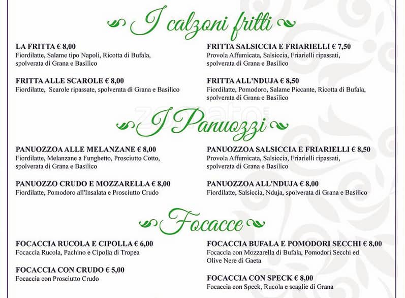 Menu di Chiù sapore - Via Ugo Ojetti 