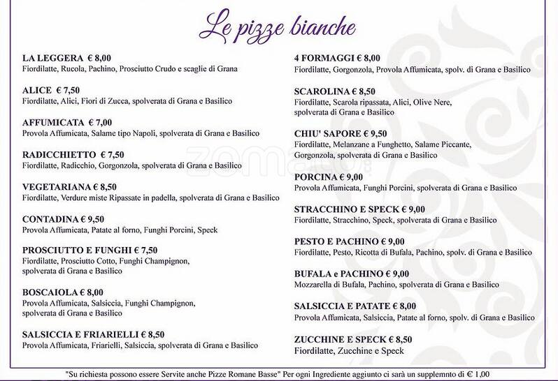 Menu di Chiù sapore - Via Ugo Ojetti 