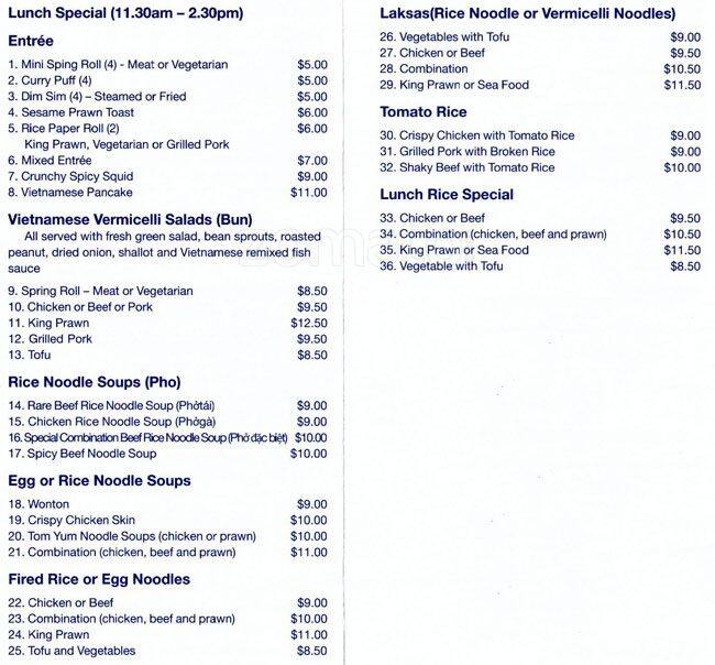 Menu at Ha Long Bay Restaurant, Riverwood