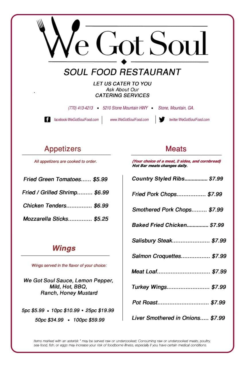 Soul Food Restaurants Menu - Food Ideas