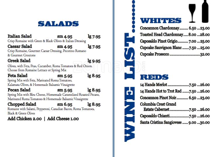 The Pour House menu