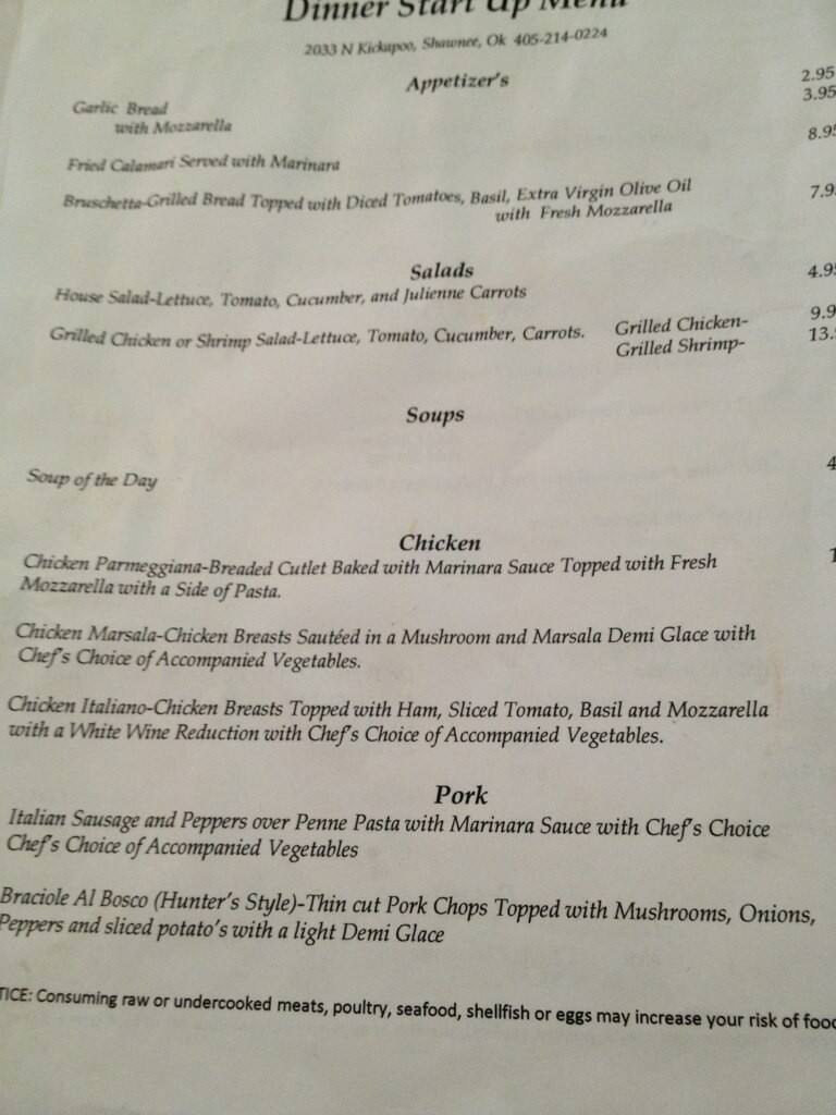 Domenicas Italian Restaurant Menu Urbanspoon/Zomato