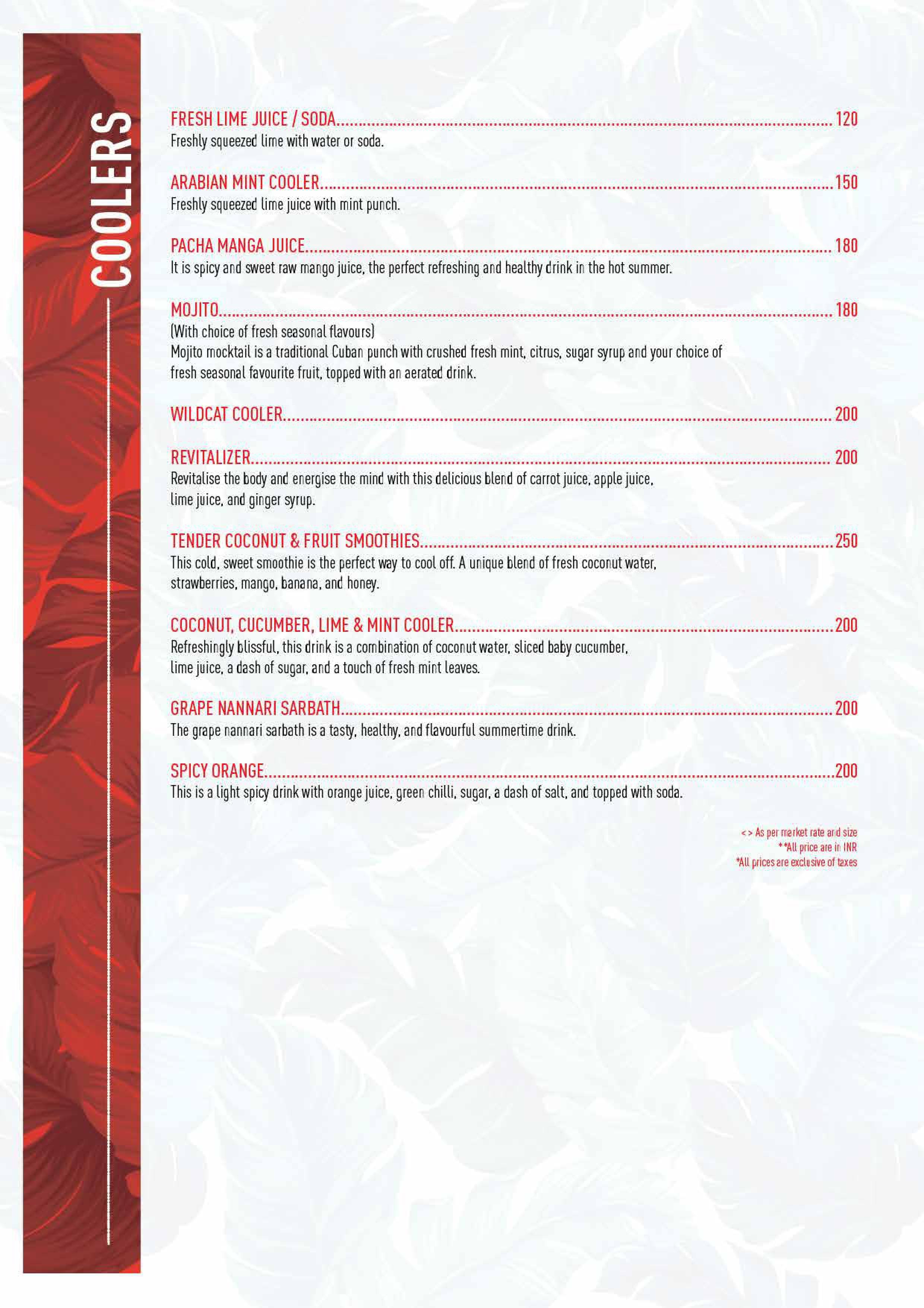 Menu of Paragon Restaurant Since 1939, St. Marks Road, Bangalore