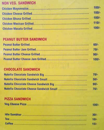 Balaji Sandwich menu