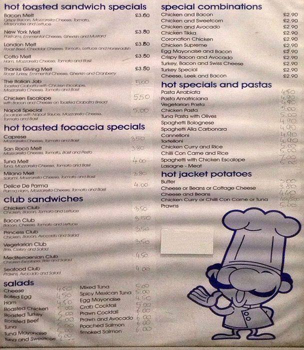 The Upper Crust Menü, The Upper Crust, City of London, London için Menü