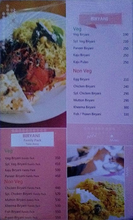 Papadams Blue menu