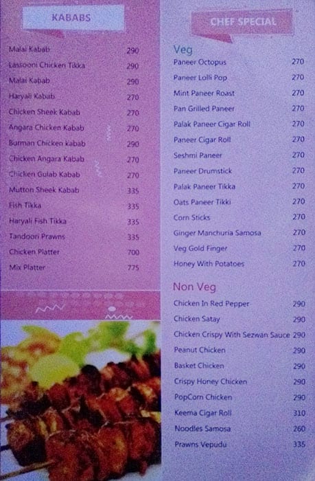 Papadams Blue menu