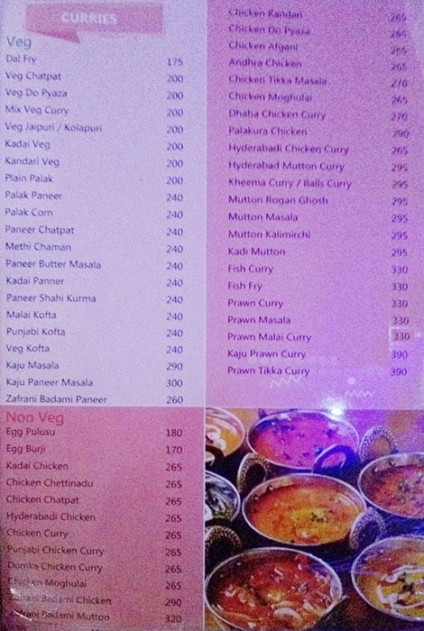 Papadams Blue menu