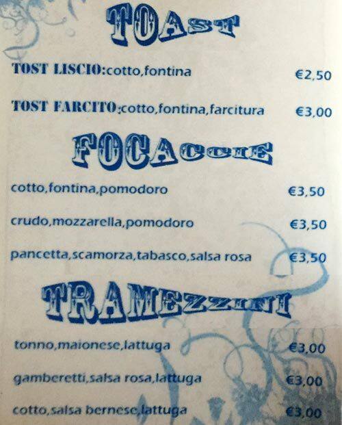 Menu di Tiffany Cafè 