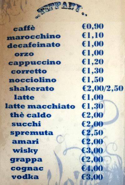 Menu di Tiffany Cafè 