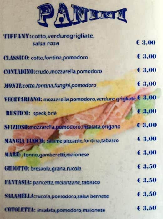 tiffany café & restaurant menu