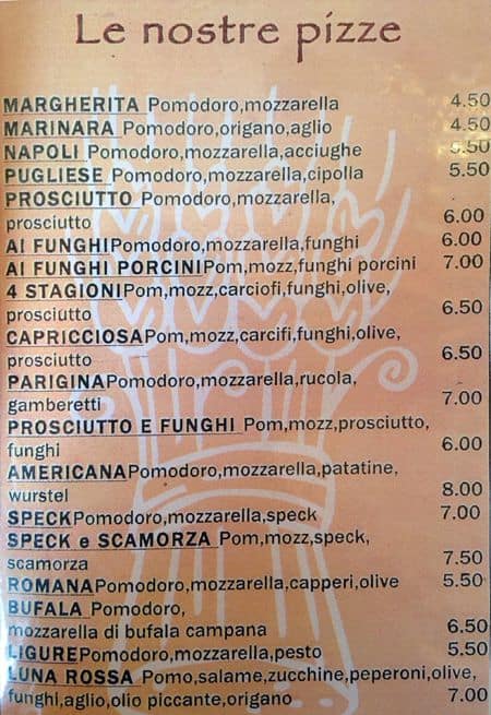 Menu di Ristorante Pizzeria Luna Rossa 