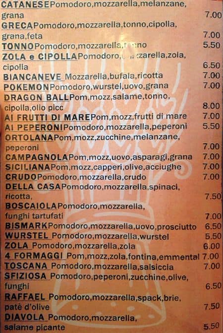Menu di Ristorante Pizzeria Luna Rossa 