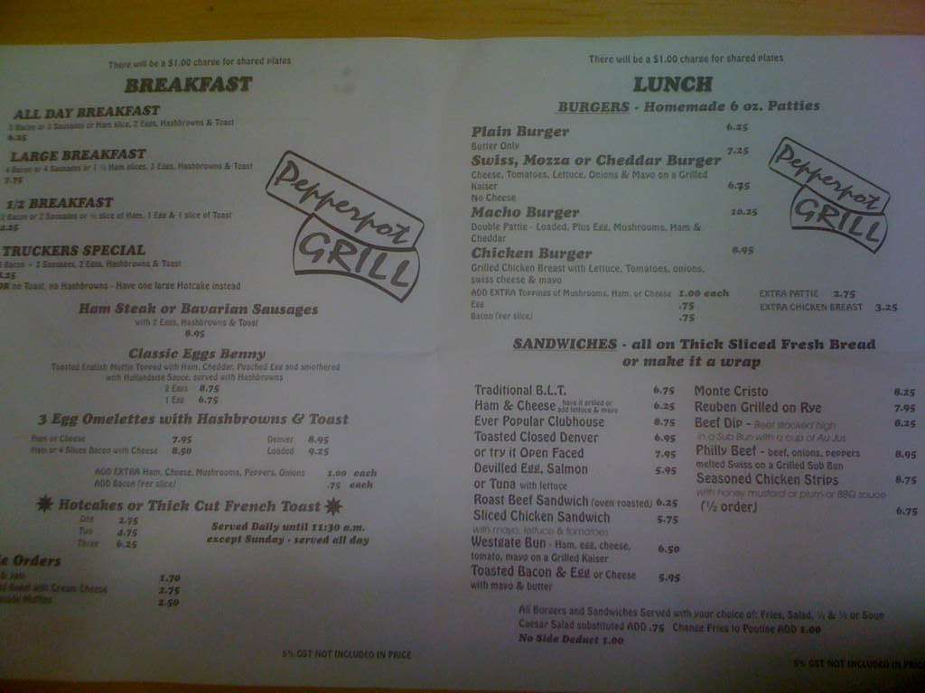 Pepperpot Grill Menu, Menu for Pepperpot Grill, West Kelowna, Kelowna