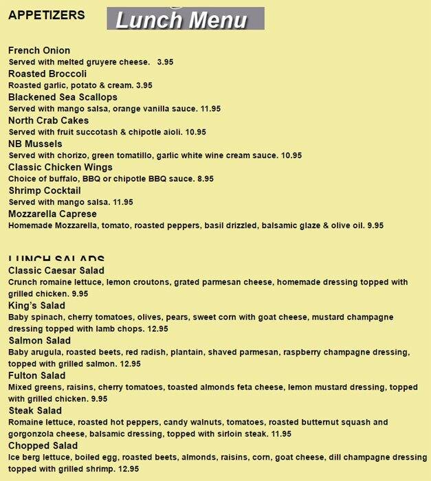 King's Steakhouse Menu, Menu for King's Steakhouse, North Bergen, North