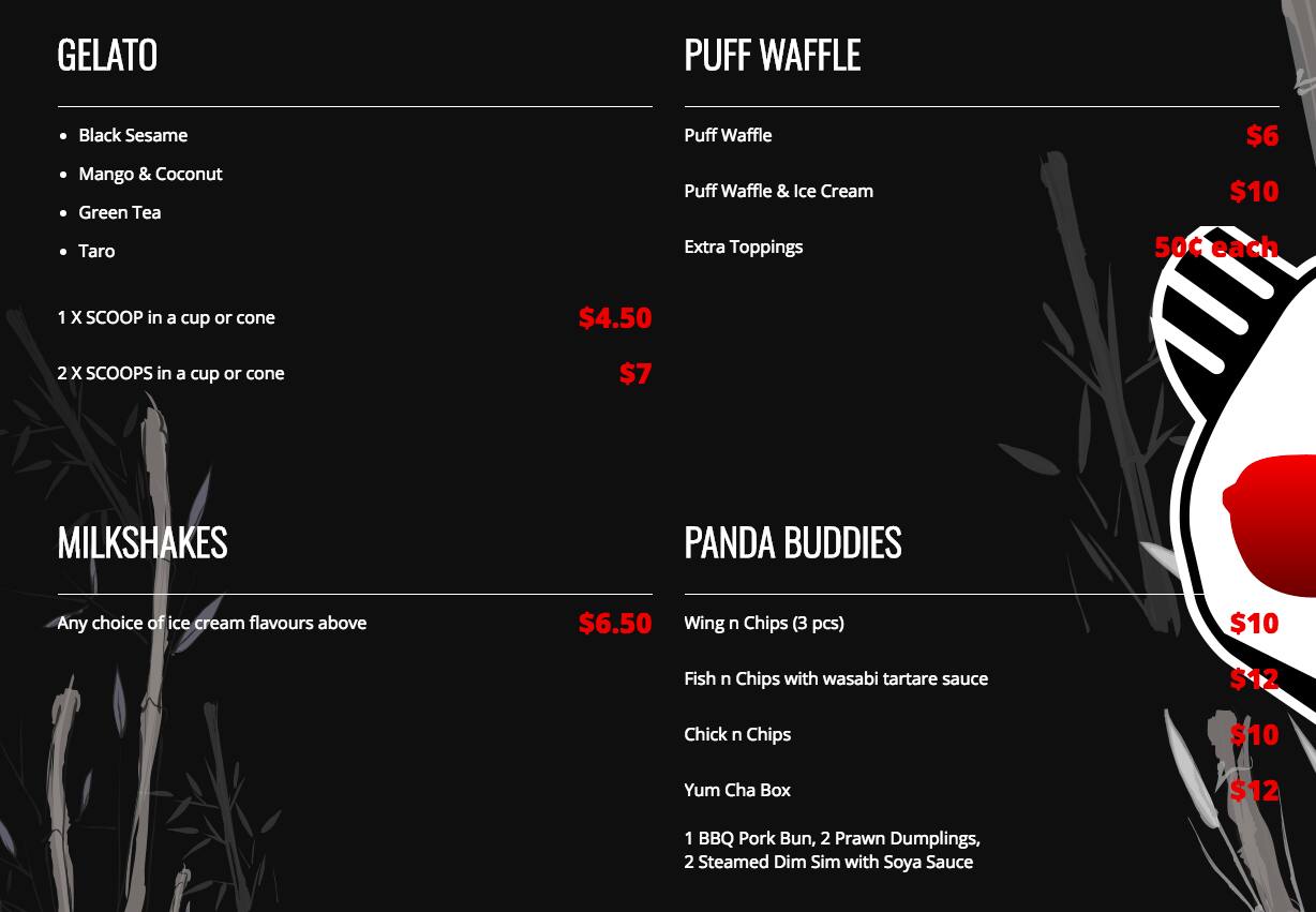 Phat Panda Urban Asian Street Food Menu