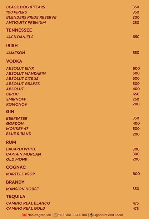 Kava, Fairfield by Marriott Bengaluru Rajajinagar menu