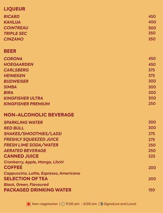 Kava, Fairfield by Marriott Bengaluru Rajajinagar menu