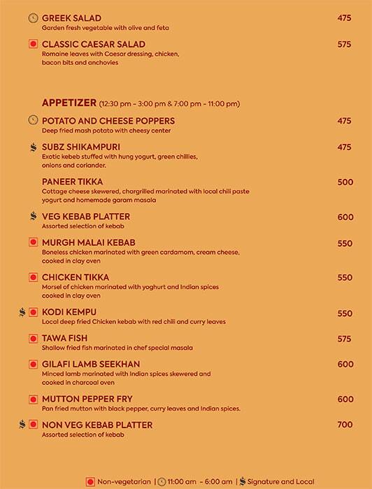 Kava, Fairfield by Marriott Bengaluru Rajajinagar menu