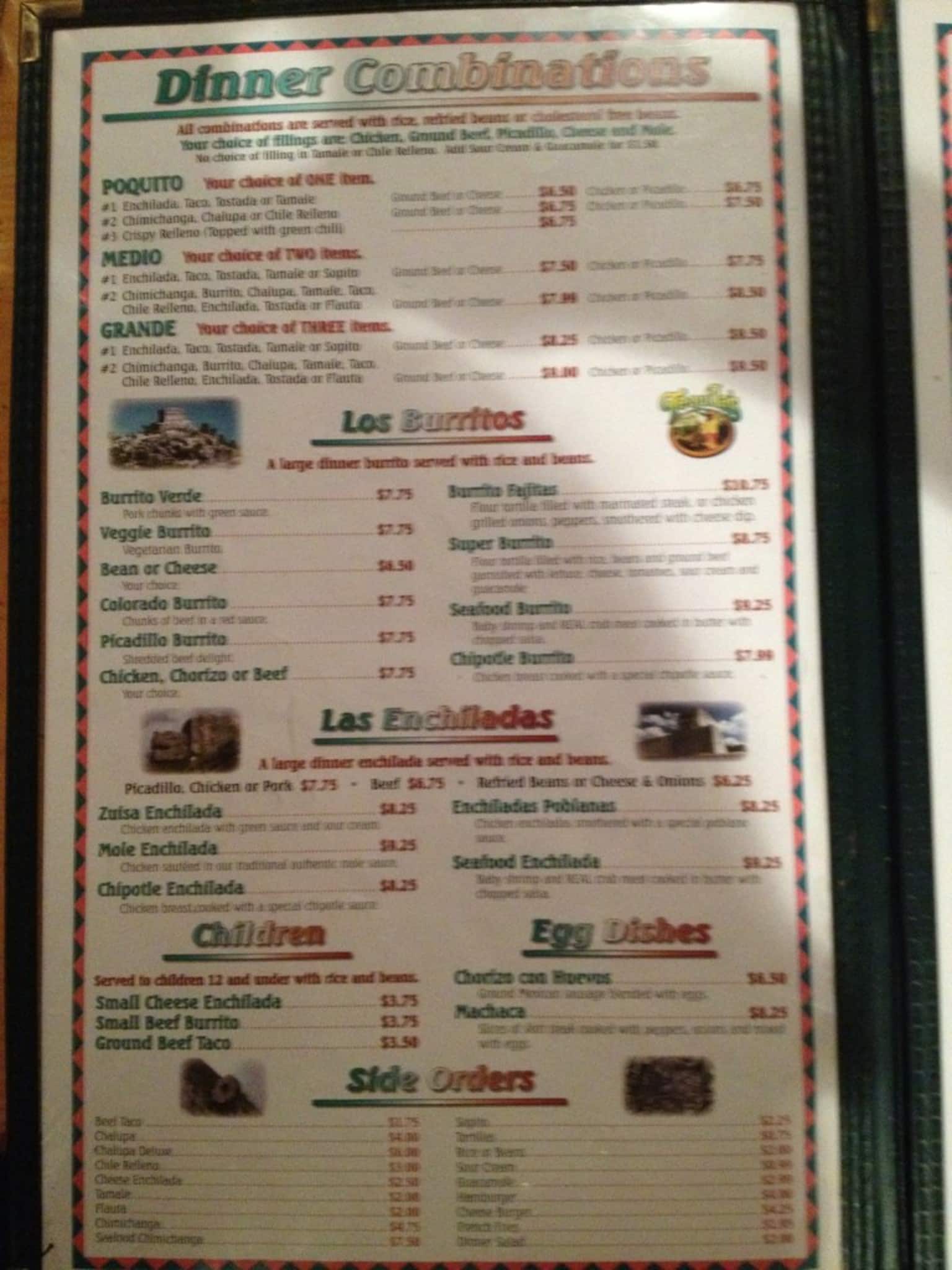 Menu at Tequila's Mexican Restaurant, Farmington